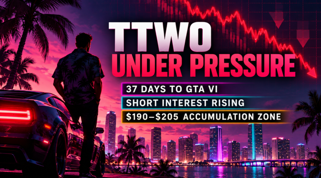 TTWO stock update October 13 2026 showing 3.4 percent intraday decline and the $190–$205 accumulation zone