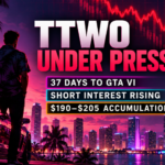 TTWO stock update October 13 2026 showing 3.4 percent intraday decline and the $190–$205 accumulation zone